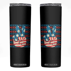 No Kings In America Skinny Tumbler USA Flag Peace Sign Hand 4th of July Patriotic TS10 Black Print Your Wear
