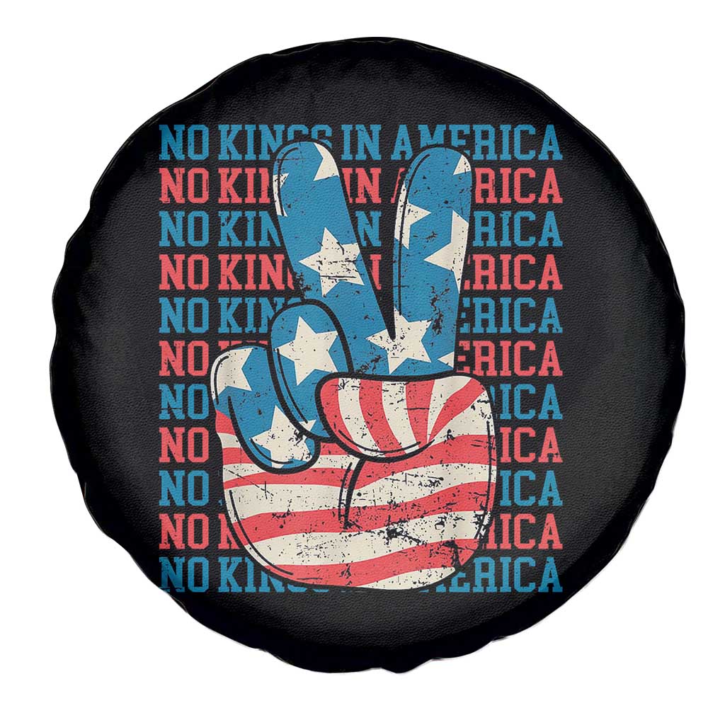 No Kings In America Spare Tire Cover USA Flag Peace Sign Hand 4th of July Patriotic TS10 Print Your Wear
