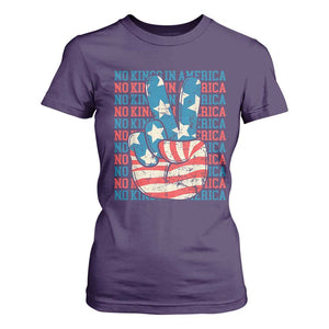 No Kings In America T Shirt For Women USA Flag Peace Sign Hand 4th of July Patriotic TS10 Purple Print Your Wear