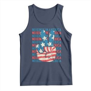 No Kings In America Tank Top USA Flag Peace Sign Hand 4th of July Patriotic TS10 Navy Print Your Wear