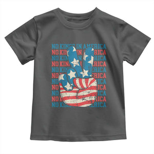 No Kings In America Toddler T Shirt USA Flag Peace Sign Hand 4th of July Patriotic TS10 Dark Heather Print Your Wear