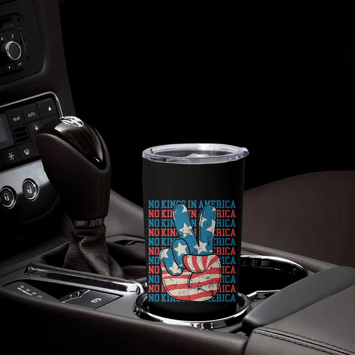 No Kings In America Tumbler Cup USA Flag Peace Sign Hand 4th of July Patriotic TS10 Print Your Wear