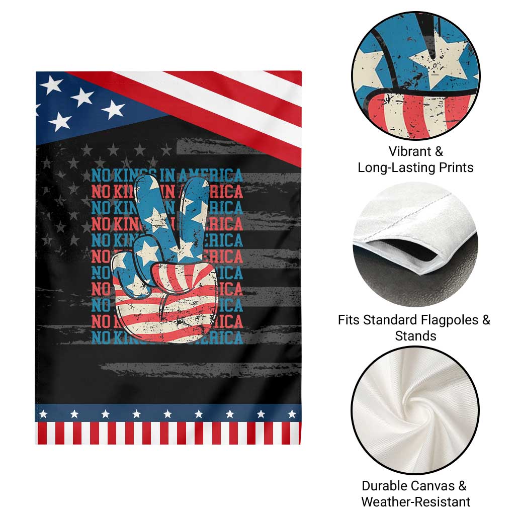 No Kings In America Garden Flag USA Flag Peace Sign Hand 4th of July Patriotic TS10 Print Your Wear