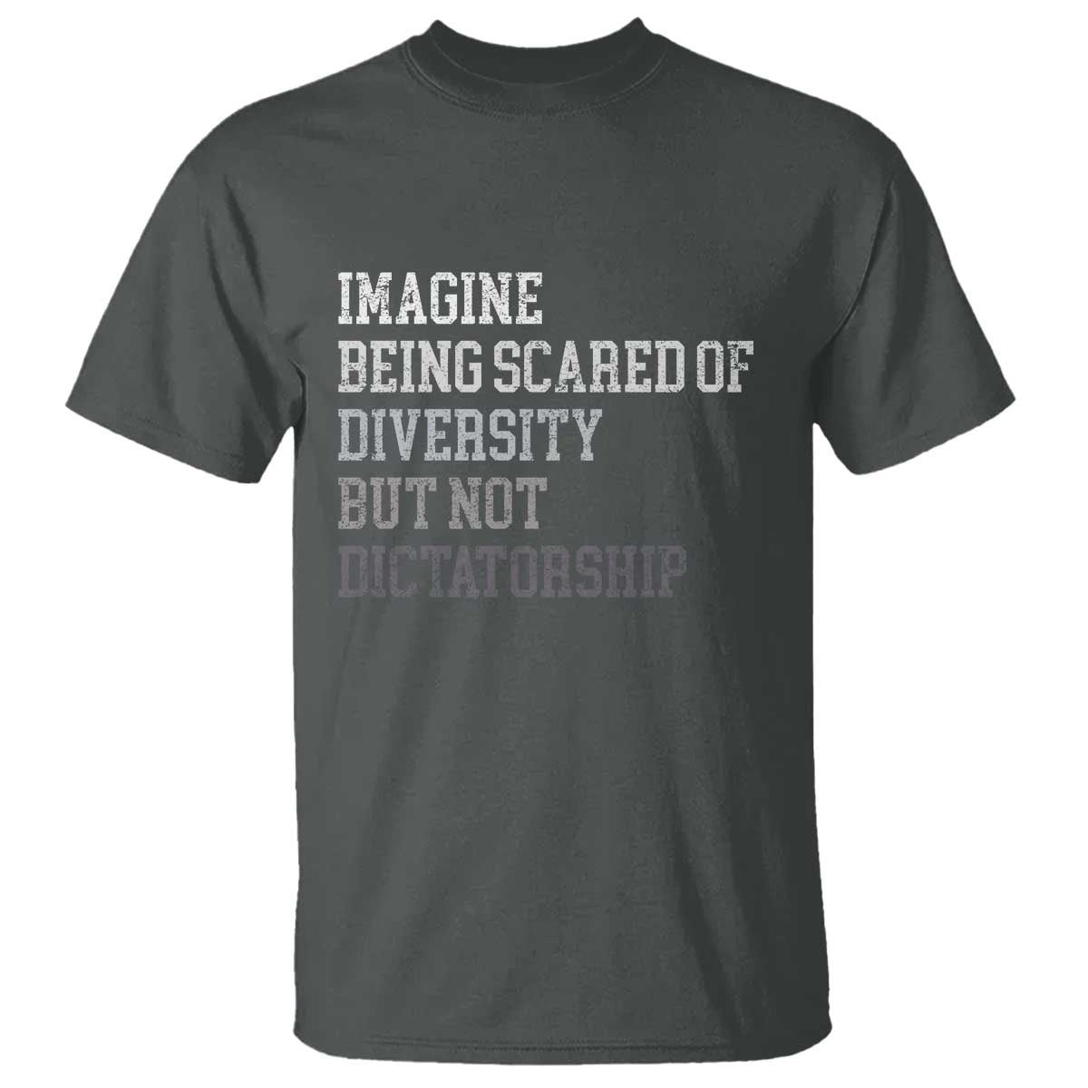 Imagine Being Scared Of Diversity But Not Dictatorship T Shirt Retro Vintage TS10 Dark Heather Print Your Wear