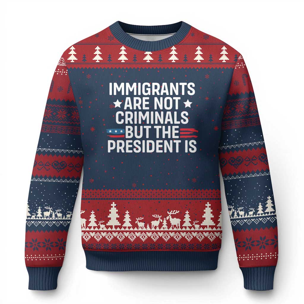 Pro Immigration Ugly Christmas Sweater Social Justice Anti Racism TS10 Navy Red Print Your Wear