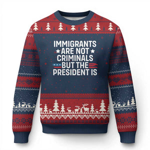 Pro Immigration Ugly Christmas Sweater Social Justice Anti Racism TS10 Navy Red Print Your Wear