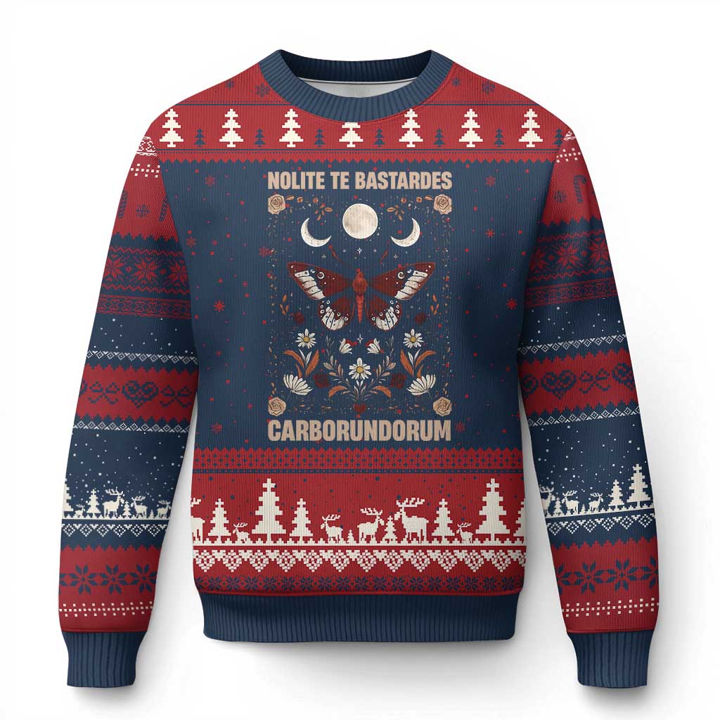 Subtle Feminist Ugly Christmas Sweater Women's Rights Dont Let The Bastards Grind You Down TS10 Navy Red Print Your Wear