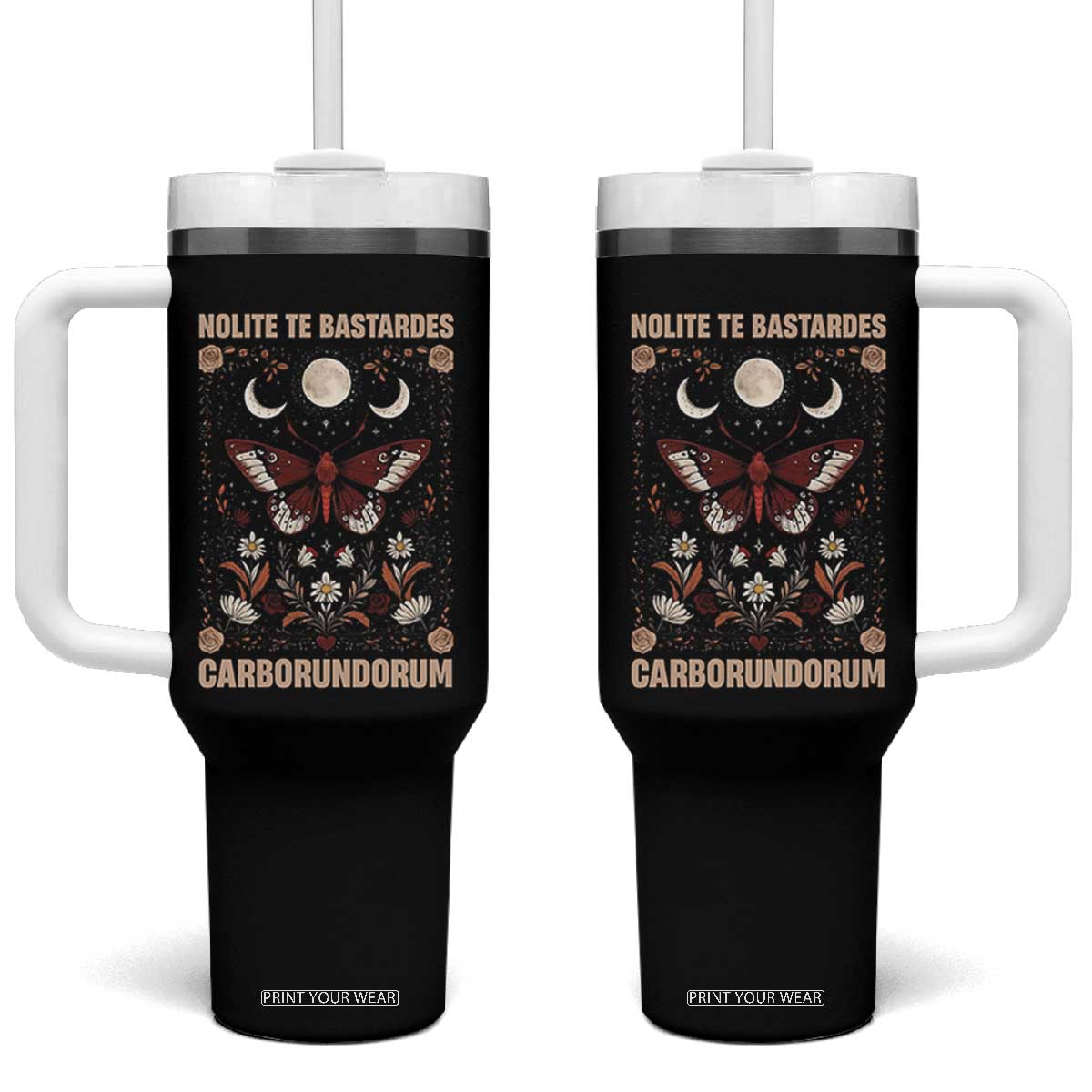 Subtle Feminist Tumbler With Handle Women's Rights Dont Let The Bastards Grind You Down TS10 One Size: 40 oz Black Print Your Wear