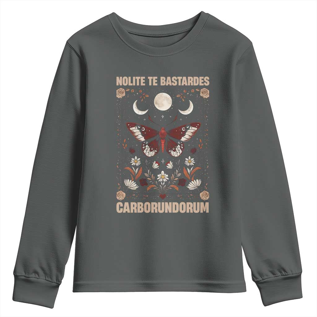 Subtle Feminist Youth Sweatshirt Women's Rights Dont Let The Bastards Grind You Down TS10 Dark Heather Print Your Wear