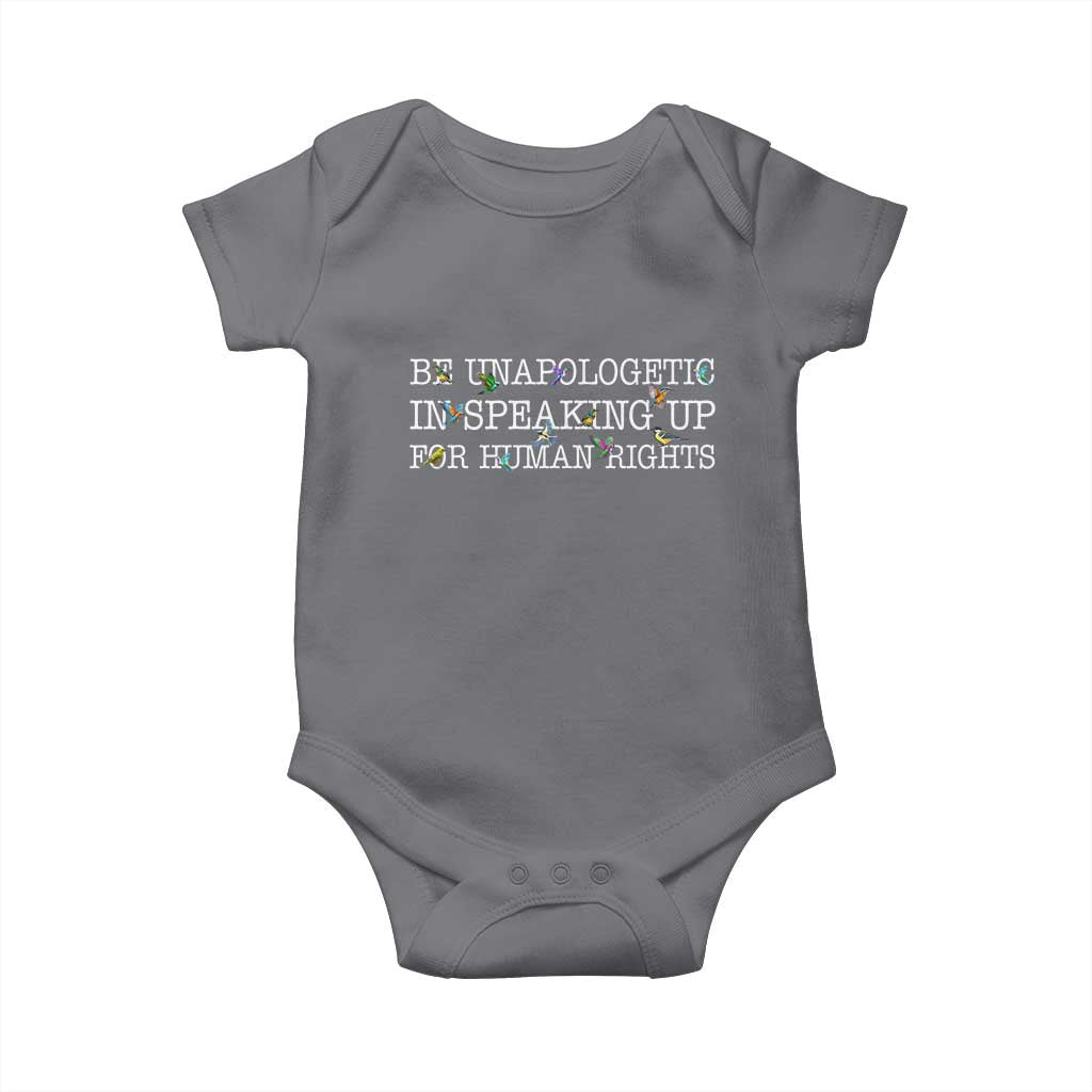 Unapologetic Speaking For Human Rights Baby Onesie Positive Message Protest Bird Diversity TS10 Charcoal Print Your Wear