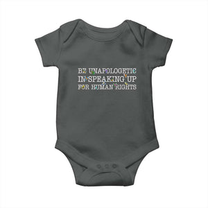 Unapologetic Speaking For Human Rights Baby Onesie Positive Message Protest Bird Diversity TS10 Dark Heather Print Your Wear