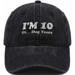 Funny 70th Birthday Gag Gift Washed Cotton Baseball Cap Vintage I'm 10 In Dog Years Funny Turning 70 Year Old
