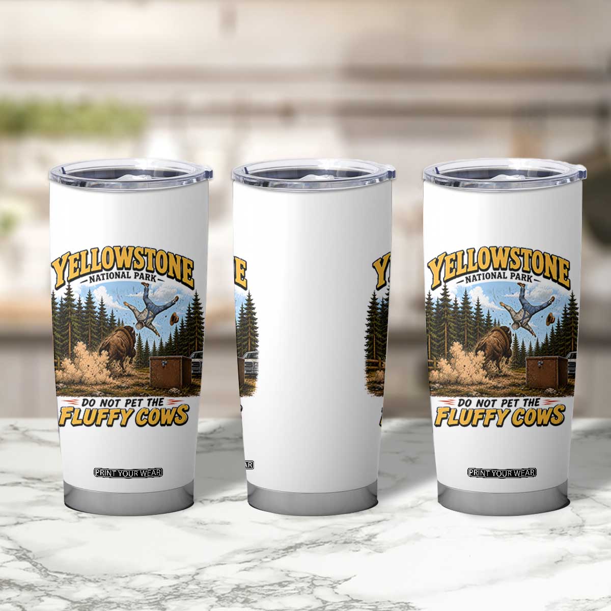 Yellowstone National Park Do Not Pet The Fluffy Cows Bison Tumbler Cup