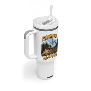 Yellowstone National Park Do Not Pet The Fluffy Cows Bison Tumbler With Handle