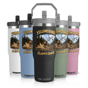 Yellowstone National Park Do Not Pet The Fluffy Cows Bison Flip Straw Tumbler