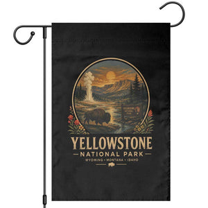 Vintage Yellowstone National Park Vintage Bison Geyser Garden Flag Wyoming Montana Idaho Hiking Camping