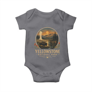Vintage Yellowstone National Park Vintage Bison Geyser Baby Onesie Wyoming Montana Idaho Hiking Camping