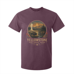 Vintage Yellowstone National Park Vintage Bison Geyser T Shirt For Kid Wyoming Montana Idaho Hiking Camping TS10 Maroon Print Your Wear
