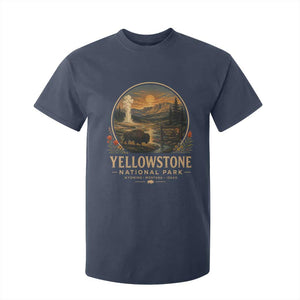 Vintage Yellowstone National Park Vintage Bison Geyser T Shirt For Kid Wyoming Montana Idaho Hiking Camping TS10 Navy Print Your Wear