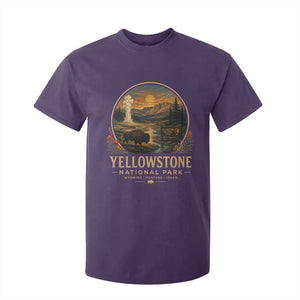 Vintage Yellowstone National Park Vintage Bison Geyser T Shirt For Kid Wyoming Montana Idaho Hiking Camping TS10 Purple Print Your Wear