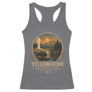 Vintage Yellowstone National Park Vintage Bison Geyser Racerback Tank Top Wyoming Montana Idaho Hiking Camping TS10 Charcoal Print Your Wear