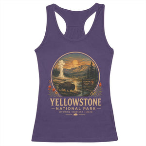 Vintage Yellowstone National Park Vintage Bison Geyser Racerback Tank Top Wyoming Montana Idaho Hiking Camping TS10 Purple Print Your Wear