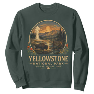 Vintage Yellowstone National Park Vintage Bison Geyser Sweatshirt Wyoming Montana Idaho Hiking Camping