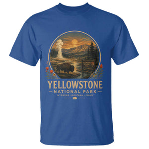Vintage Yellowstone National Park Vintage Bison Geyser T Shirt Wyoming Montana Idaho Hiking Camping TS10 Royal Blue Print Your Wear