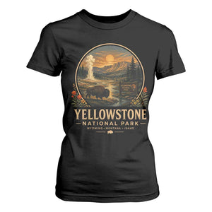 Vintage Yellowstone National Park Vintage Bison Geyser T Shirt For Women Wyoming Montana Idaho Hiking Camping