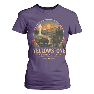 Vintage Yellowstone National Park Vintage Bison Geyser T Shirt For Women Wyoming Montana Idaho Hiking Camping