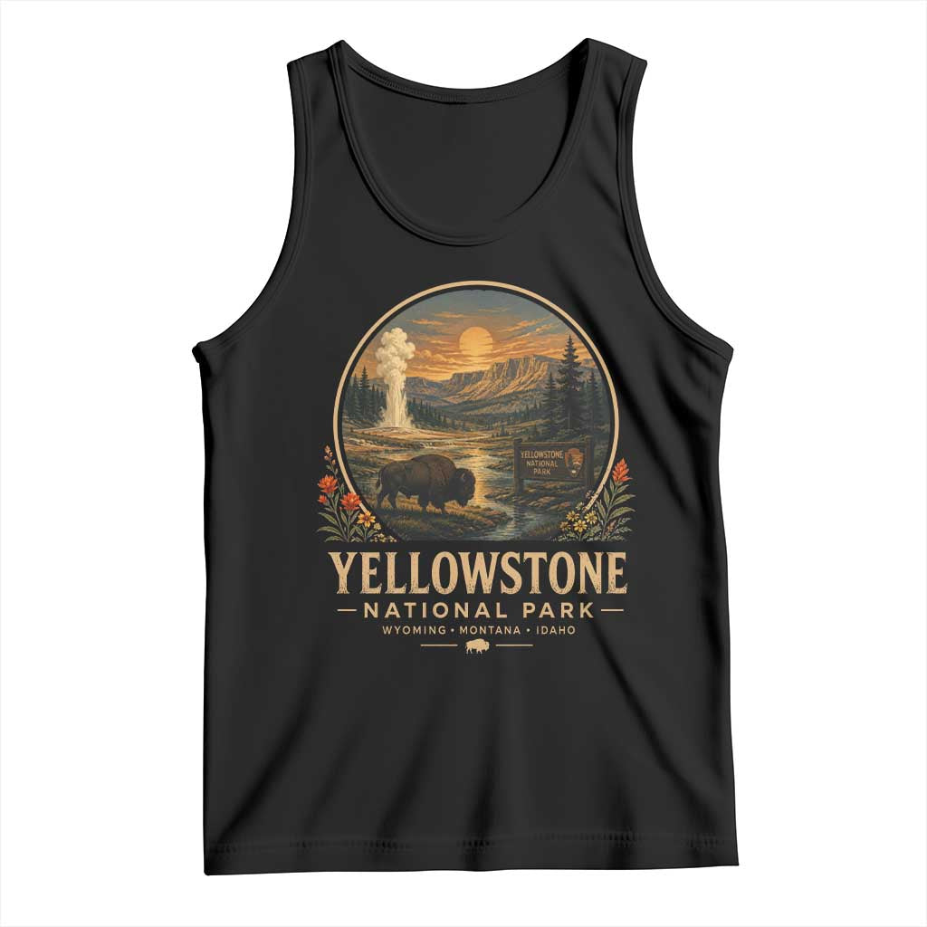 Vintage Yellowstone National Park Vintage Bison Geyser Tank Top Wyoming Montana Idaho Hiking Camping TS10 Black Print Your Wear