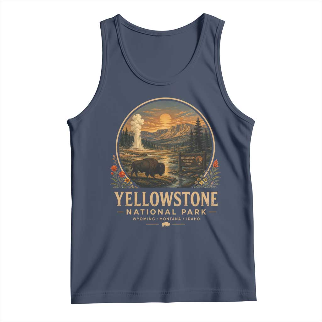 Vintage Yellowstone National Park Vintage Bison Geyser Tank Top Wyoming Montana Idaho Hiking Camping