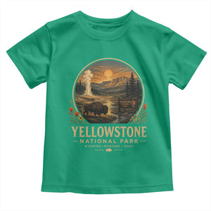 Vintage Yellowstone National Park Vintage Bison Geyser Toddler T Shirt Wyoming Montana Idaho Hiking Camping