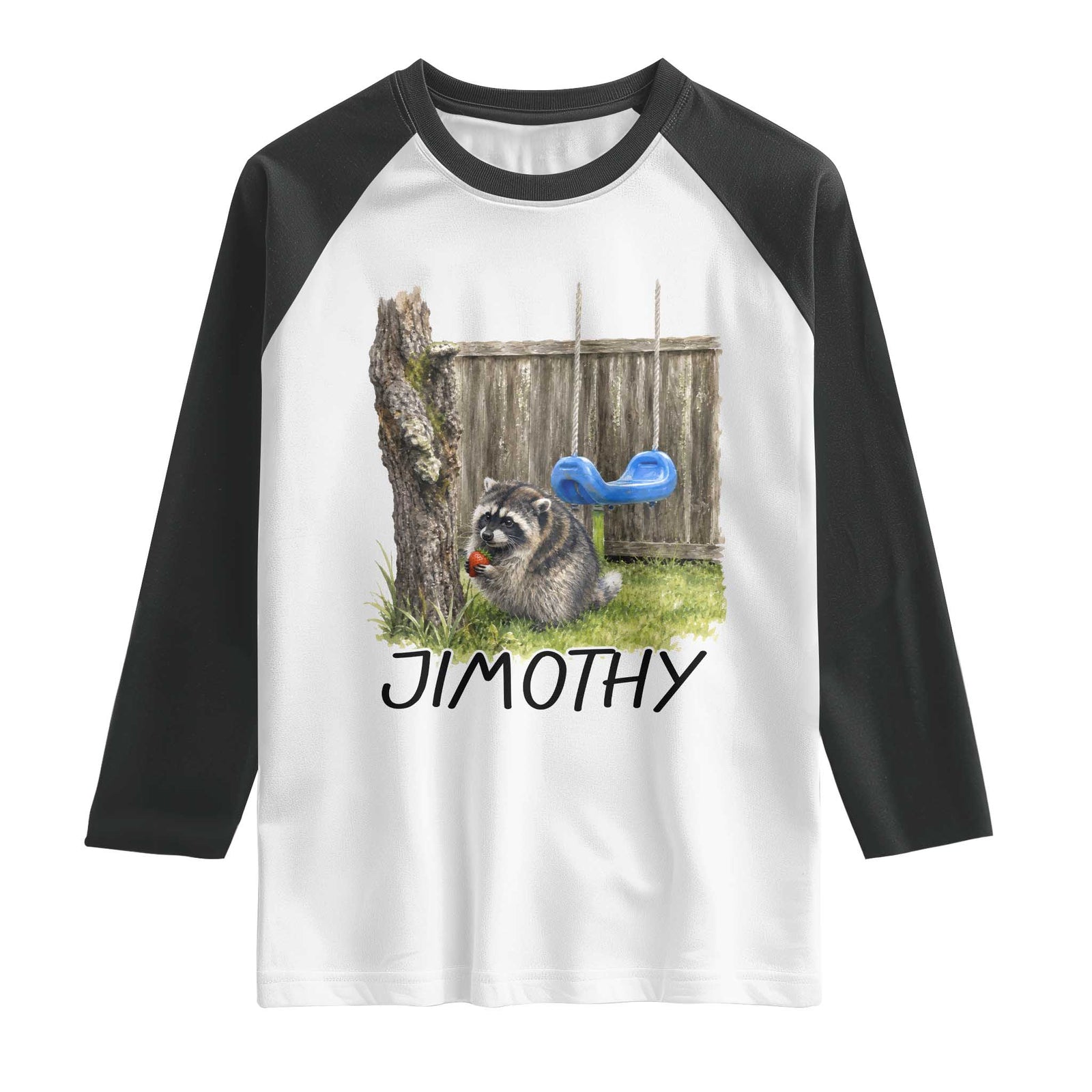 Jimothy Raccoon Raglan Shirt Cute Seattle Trash Panda Viral Meme TS10 White Black Print Your Wear