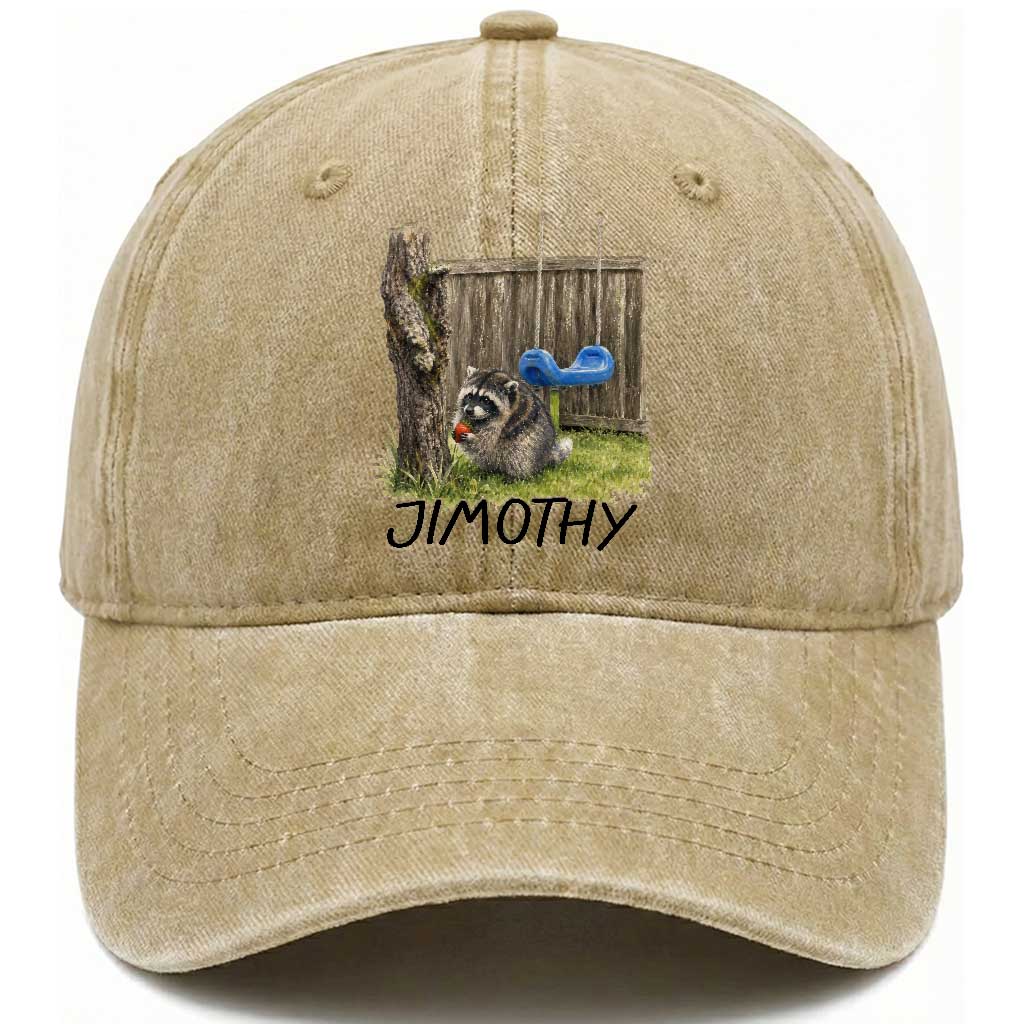 Jimothy Raccoon Washed Cotton Baseball Cap Cute Seattle Trash Panda Viral Meme TS10 Print Your Wear