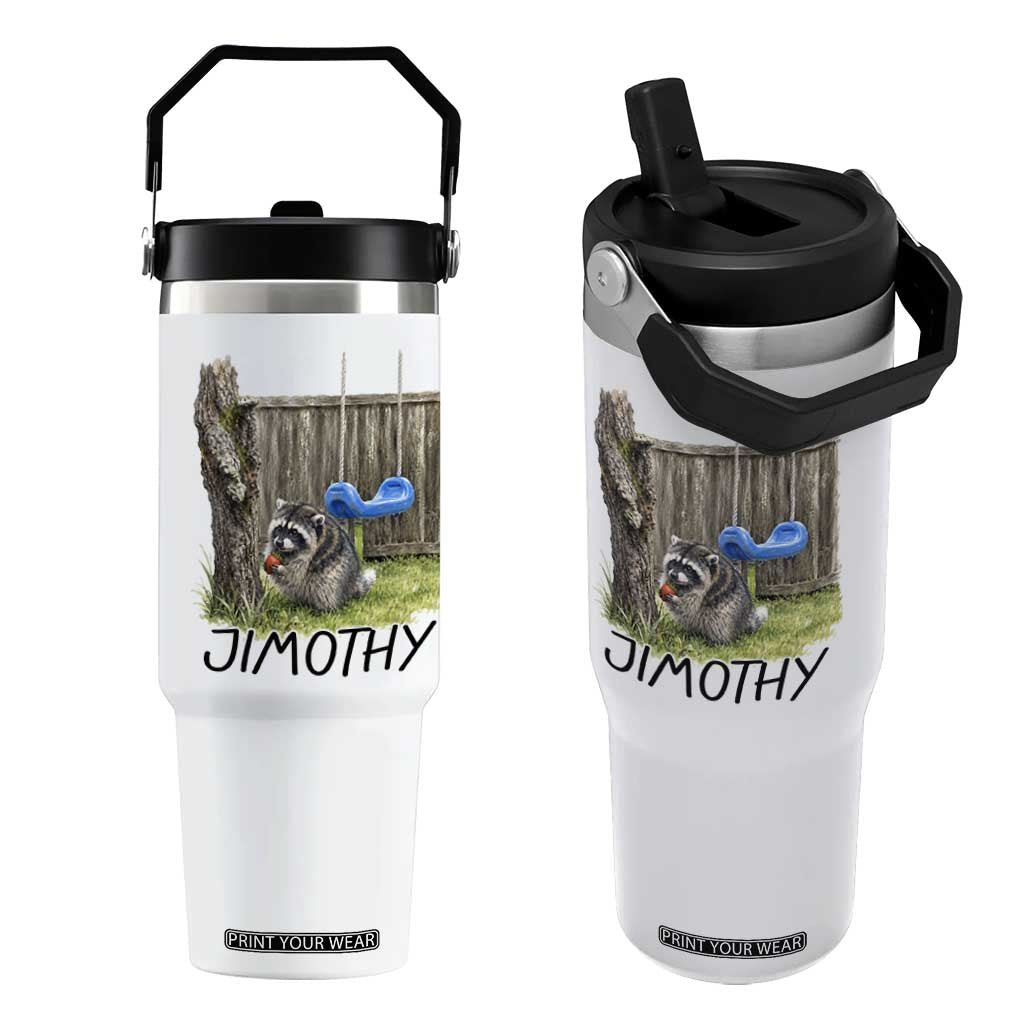 Jimothy Raccoon Flip Straw Tumbler Cute Seattle Trash Panda Viral Meme TS10 One Size: 30 oz White Print Your Wear