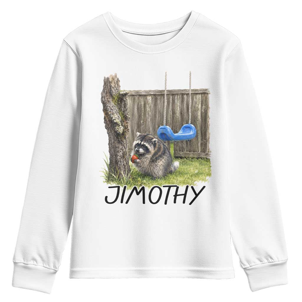 Jimothy Raccoon Youth Sweatshirt Cute Seattle Trash Panda Viral Meme TS10 White Print Your Wear
