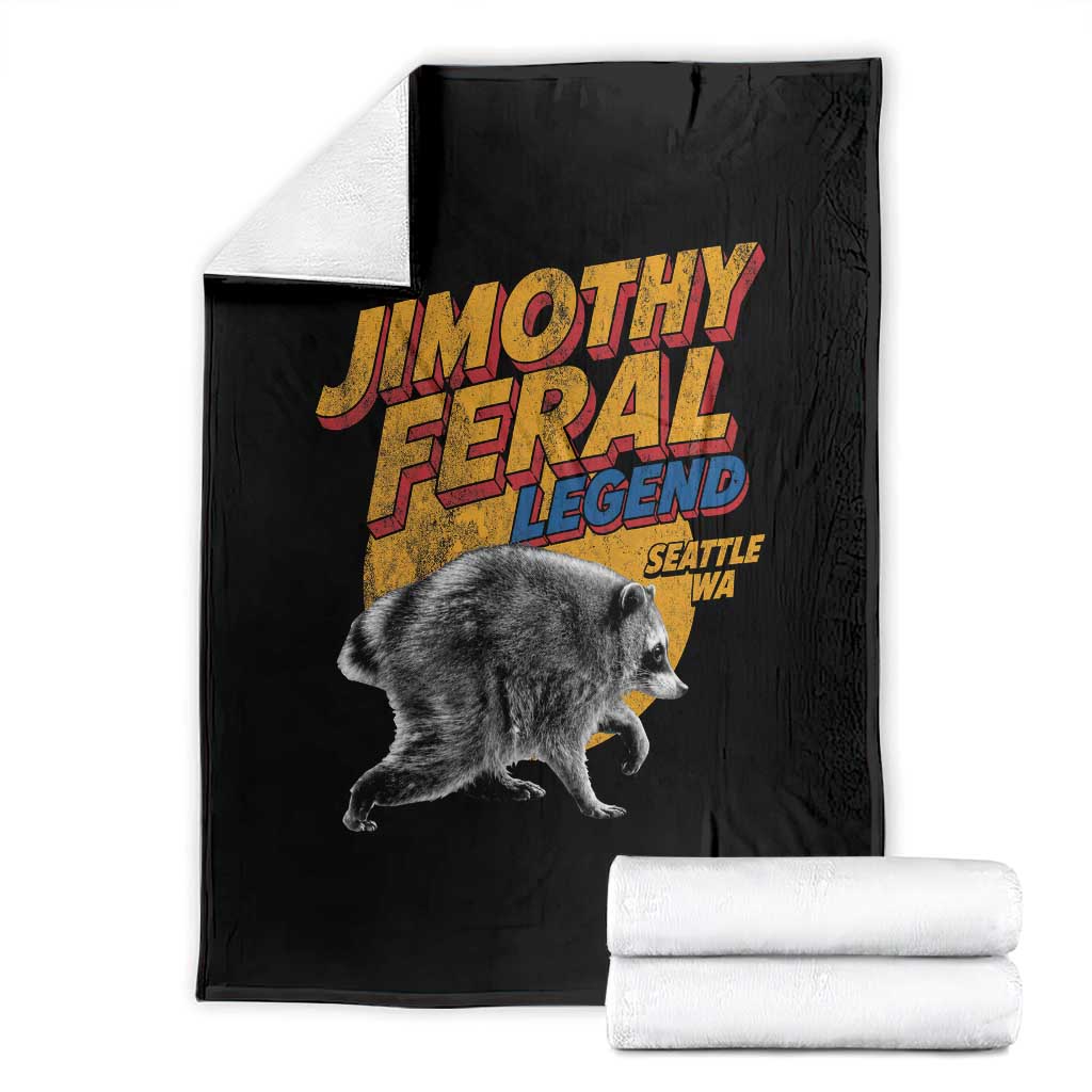 Vintage Jimothy Raccoon Throw Blanket Feral Legend Seattle WA Trash Panda Meme TS10 Black Print Your Wear