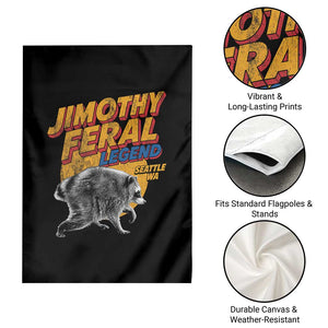 Vintage Jimothy Raccoon Garden Flag Feral Legend Seattle WA Trash Panda Meme