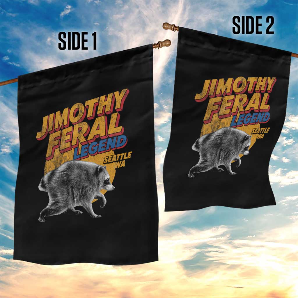 Vintage Jimothy Raccoon Garden Flag Feral Legend Seattle WA Trash Panda Meme