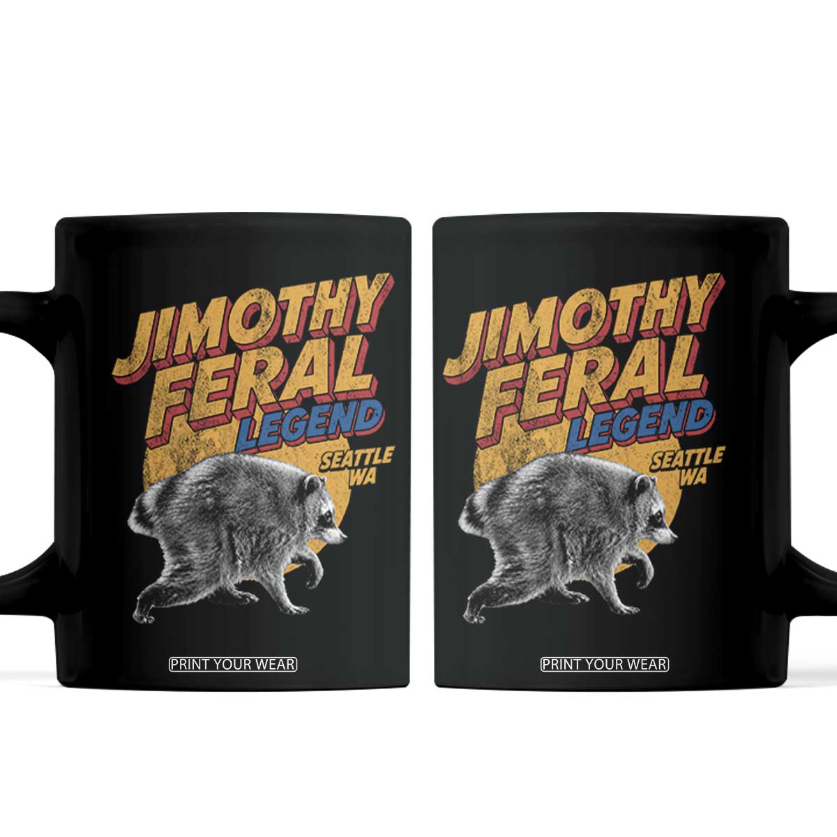 Vintage Jimothy Raccoon Coffee Mug Feral Legend Seattle WA Trash Panda Meme