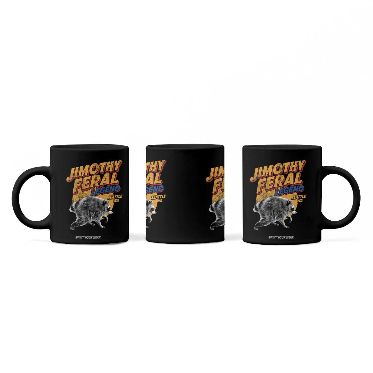 Vintage Jimothy Raccoon Coffee Mug Feral Legend Seattle WA Trash Panda Meme