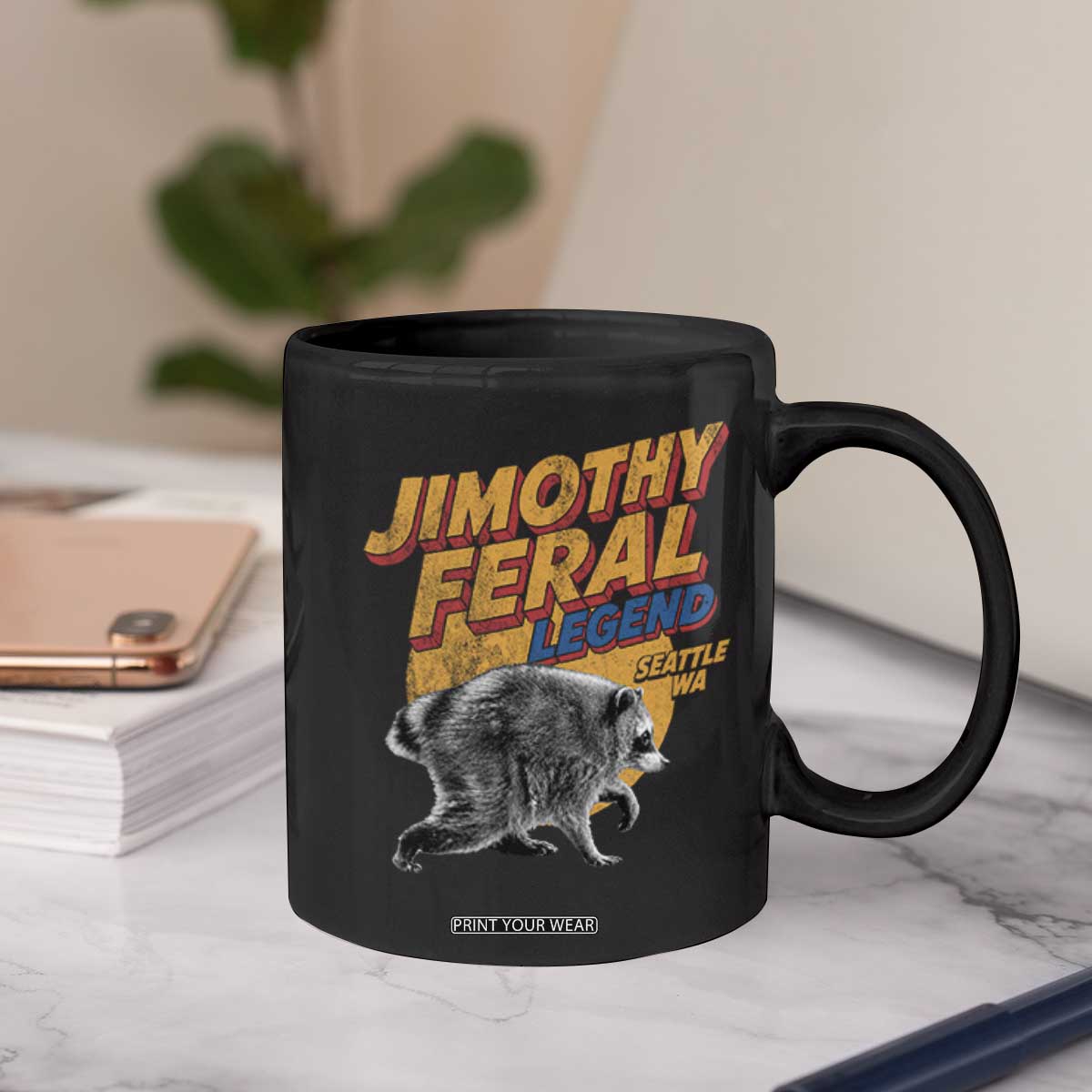 Vintage Jimothy Raccoon Coffee Mug Feral Legend Seattle WA Trash Panda Meme