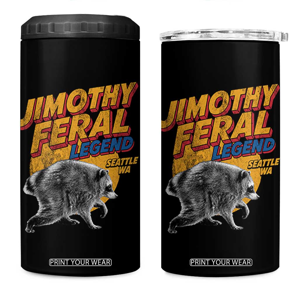 Vintage Jimothy Raccoon 4 in 1 Can Cooler Tumbler Feral Legend Seattle WA Trash Panda Meme