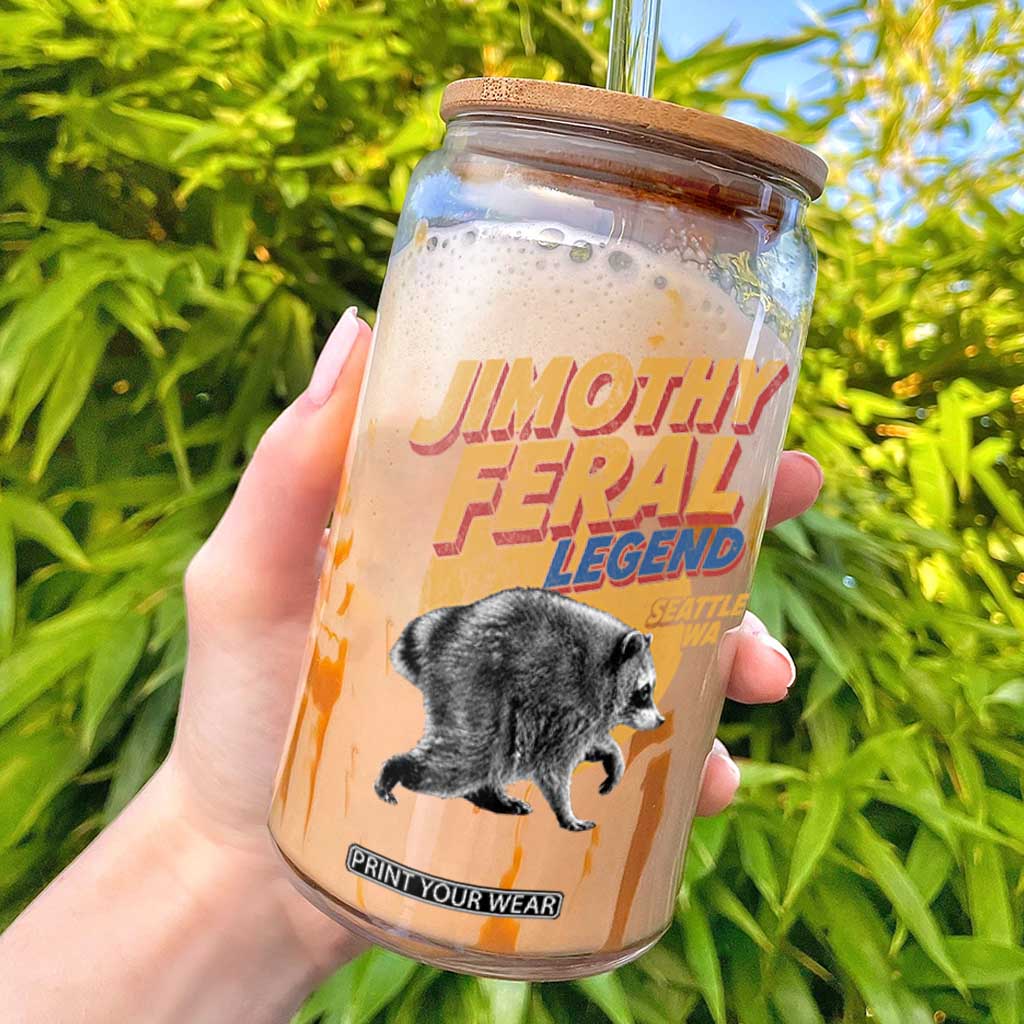 Vintage Jimothy Raccoon Glass Can Feral Legend Seattle WA Trash Panda Meme TS10 Black Print Your Wear