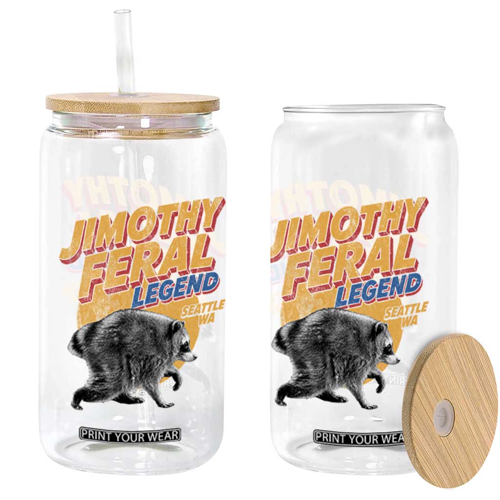 Vintage Jimothy Raccoon Glass Can Feral Legend Seattle WA Trash Panda Meme