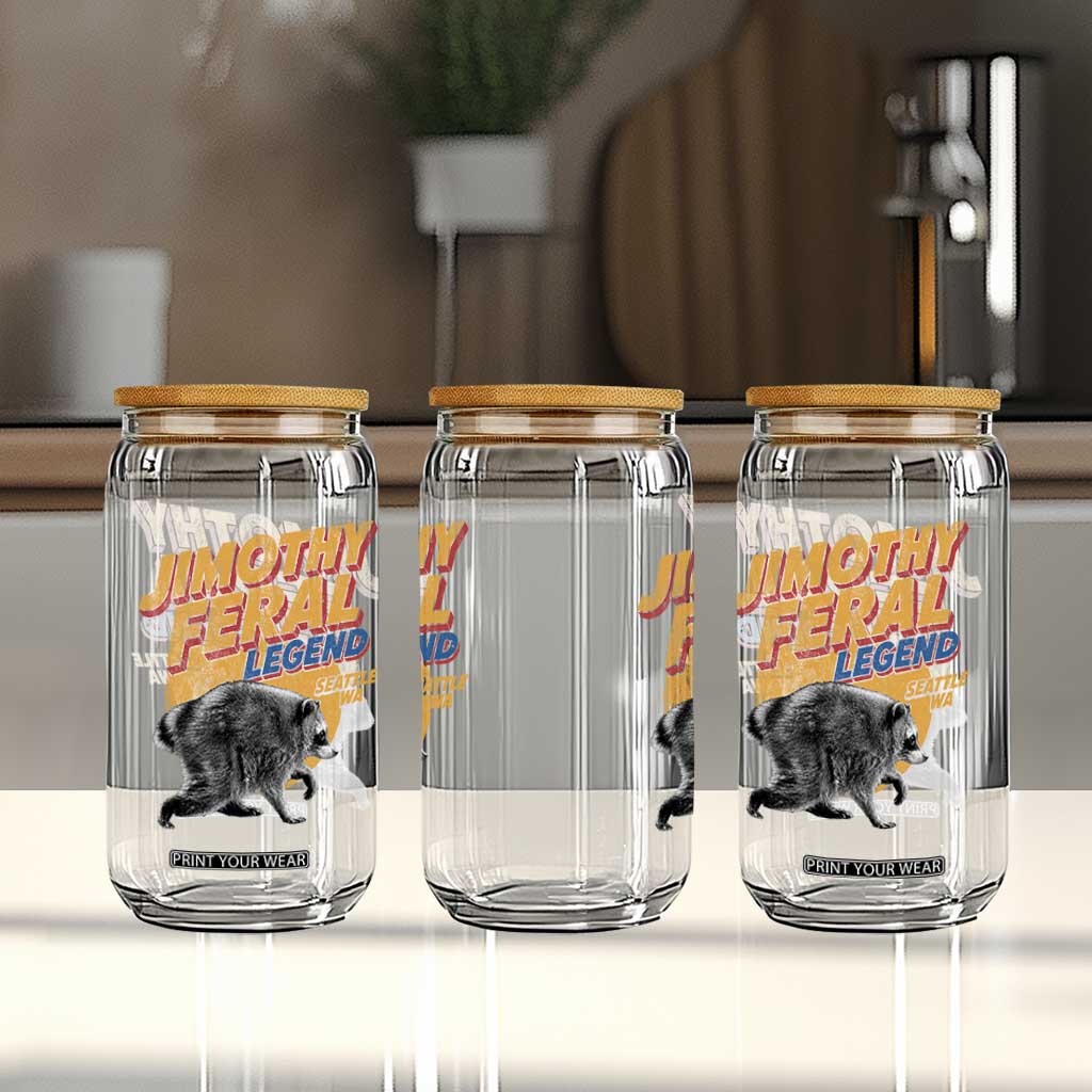 Vintage Jimothy Raccoon Glass Can Feral Legend Seattle WA Trash Panda Meme