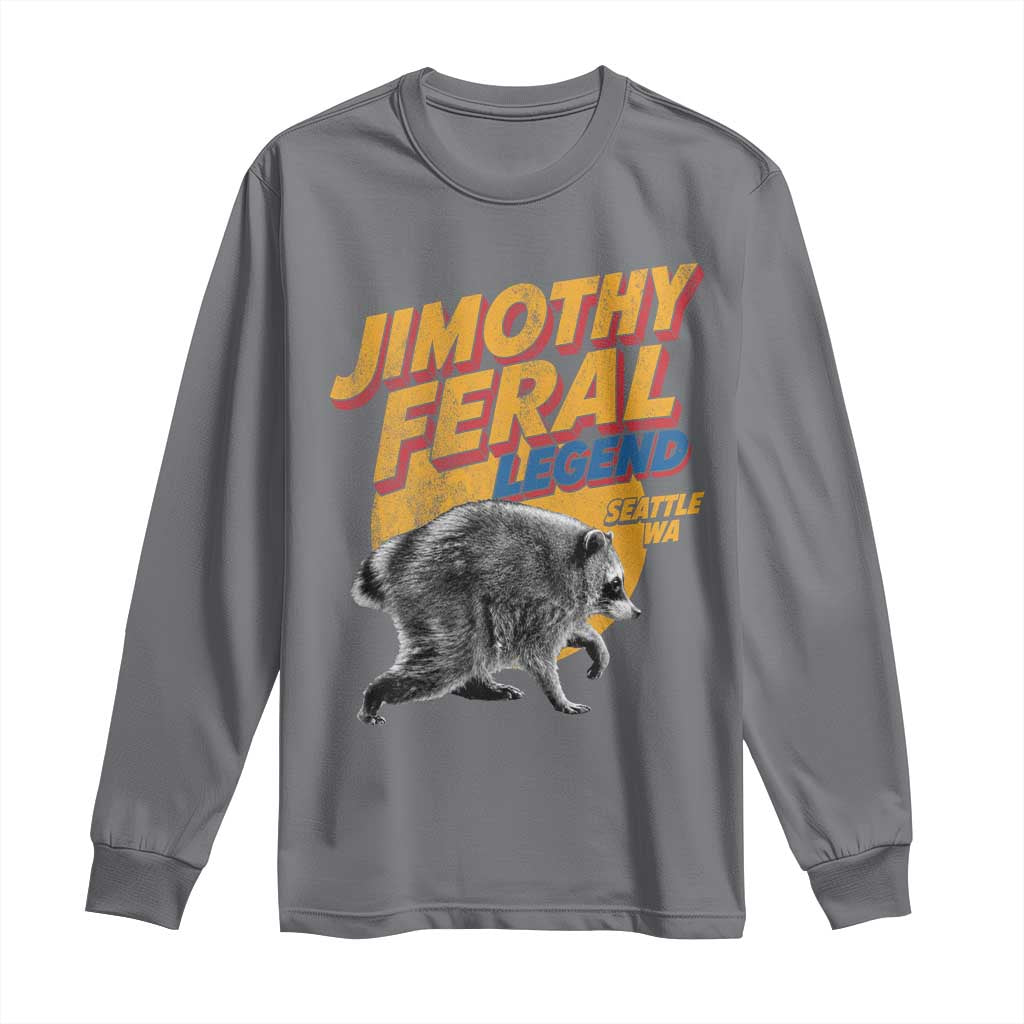 Vintage Jimothy Raccoon Long Sleeve Shirt Feral Legend Seattle WA Trash Panda Meme