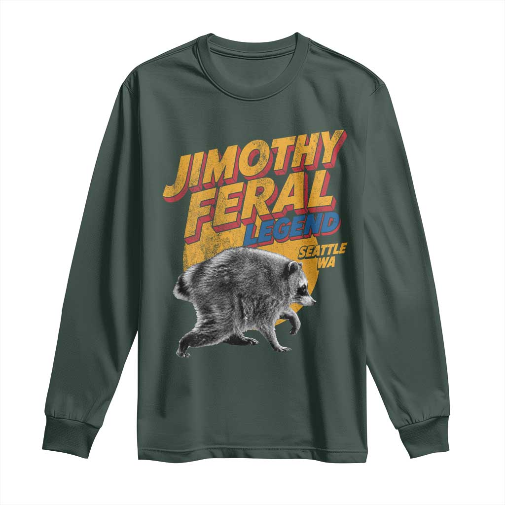 Vintage Jimothy Raccoon Long Sleeve Shirt Feral Legend Seattle WA Trash Panda Meme