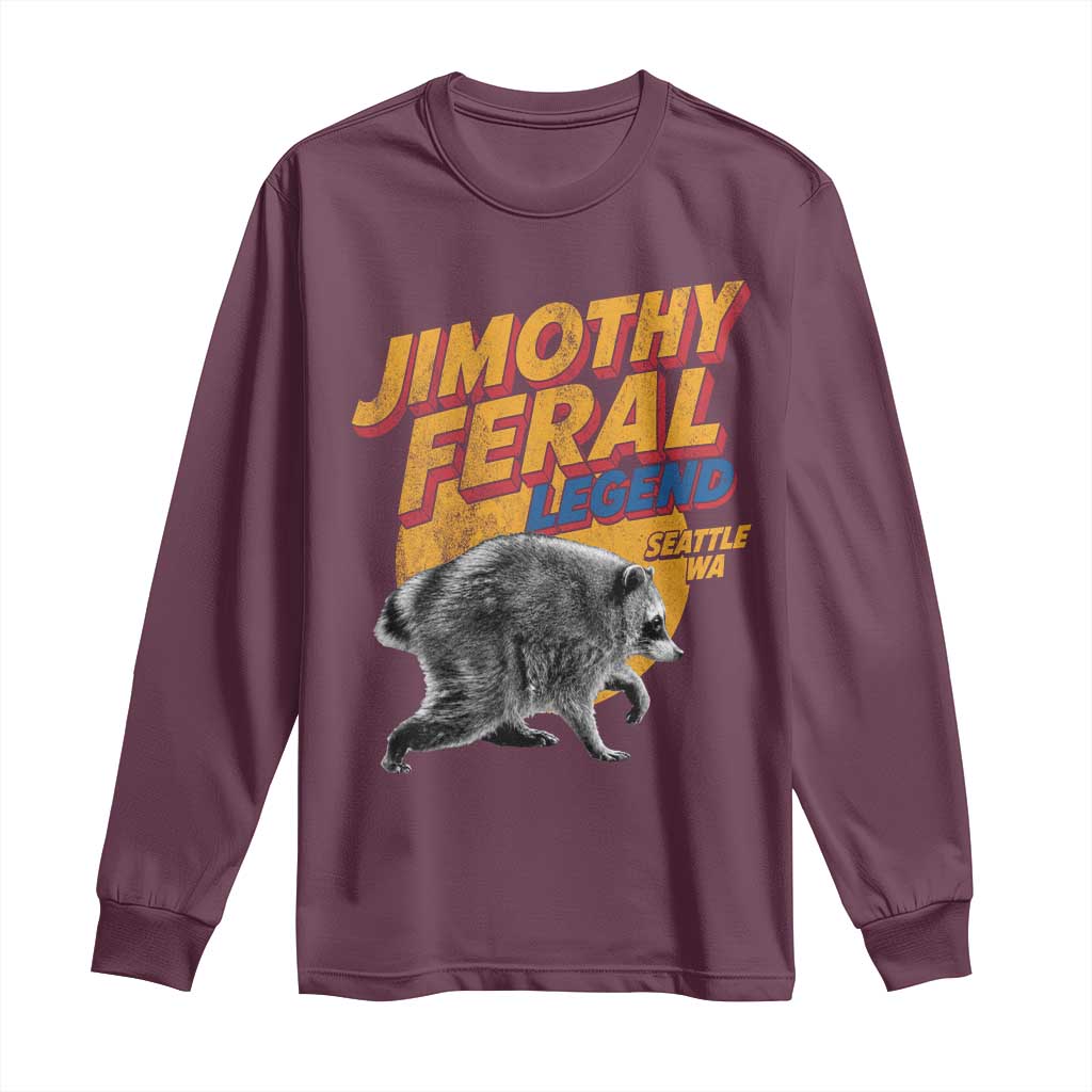 Vintage Jimothy Raccoon Long Sleeve Shirt Feral Legend Seattle WA Trash Panda Meme